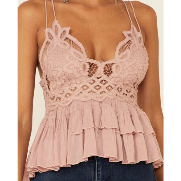 Free People Tops - Free People, crisscross spaghetti straps top, flowy, ruffles, cottagecore, fairy